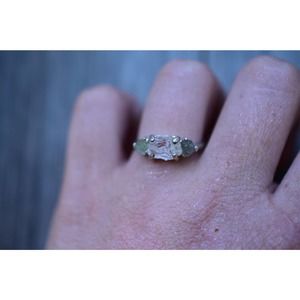 Raw Sapphire Ring Engagement Ring Multistone Ring Wedding Band Size 8 Ri…